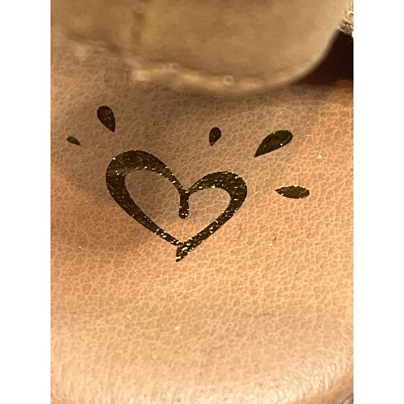 Justice Girls Tan Faux Suede Open Toe Block Heel Sandals Size 8 Kids Shoes - Picture 10 of 12